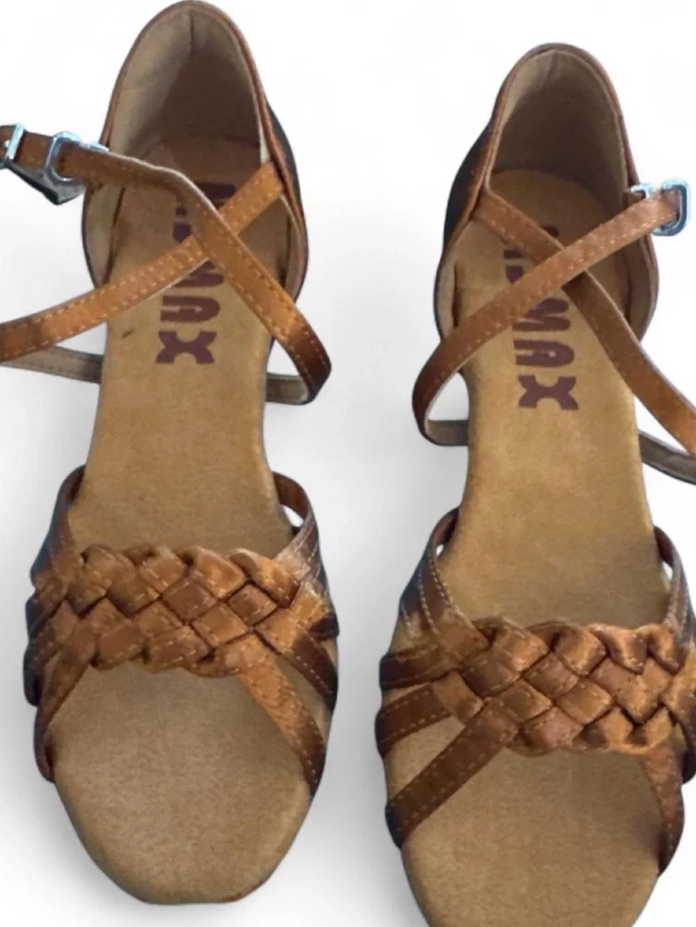 Kids Braided Satin Dress Sandals in Brown